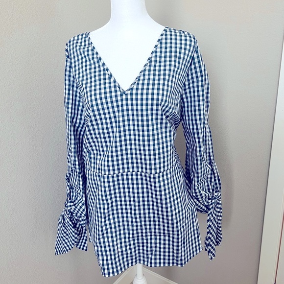 J. Crew Tops - JCrew Blue and White Gingham Top